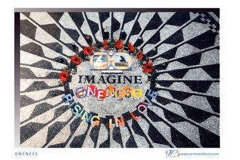Imagine ONENESS  This installation was created by Carmela Tal Baron and friends; as one of a series of gatherings around the IMAGINE MANDALA, Strawberry Fields Central Park 1999
