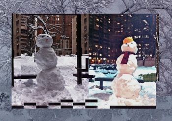 Snowman day and night Photo-collage by Carmela Tal Baron NYC 2011

