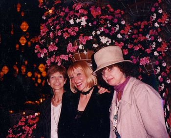 With friends and co-creators Singer, songwriter Gail Wynter (center) Ingrid Wagner, light designer (Left) and Carmela Tal Baron (with a mad hatter hat) after Gail’s performance at the Old Tavern On Green Central Park NYC
