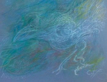Bird of spirit, a drawing by Carmela Tal Baron Pastel on paper 19" x 25"

