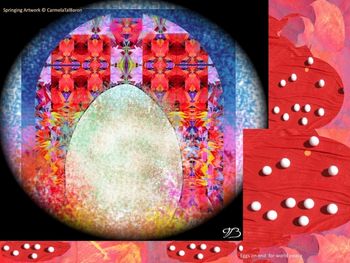 Egg on end, Mix-media collage Designs for Enlightenment © Carmela Tal Baron 2011
