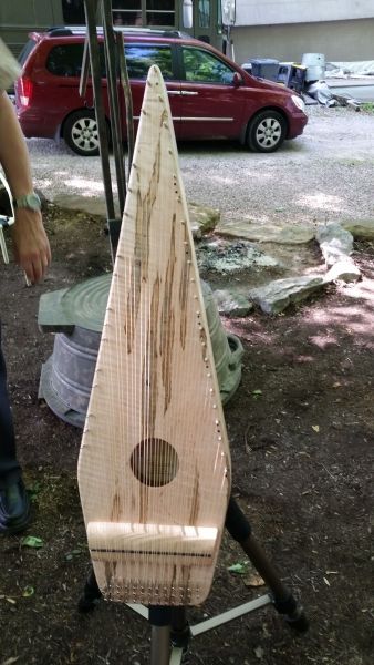 Bass psaltery front 2015 Made of maple that's been invaded by Ambrosia Beetles.
