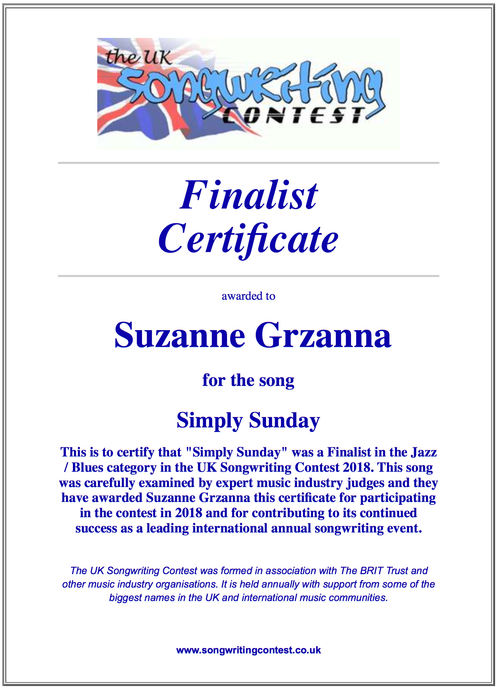 UK Songwriting Finalist 2018