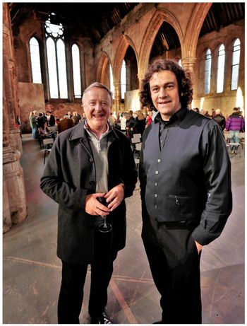 Cappella Caeciliana founder member Fr David Delargy  with the choir's Chairman David Macartney at the Cathedrals of Sound concert in Carlisle Memorial Church on 19/6/22. Photograph by Vincent McLaughlin
