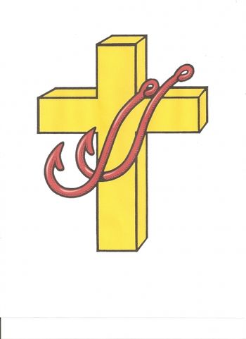 JnJ_colored_logo_sm1 This has been our Logo since 1978 - The Yellow cross symbolizes New Life in the Risen Savior - The Red fish hooks symbolize that  by the Blood of the Lamb of God we are all called to be "Fishers of Men" .
