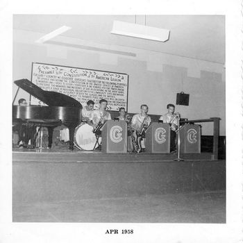 1958 Clark Gault, Piano / Jerry Pernstein, drums / Bob Fennin, sax / Eddie Willardson, trumpet / Bill Riddle, sax / Lew Fay, sax
