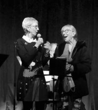 Shelley and Susan Burns sing holiday tunes with Dr. Joe Gilman