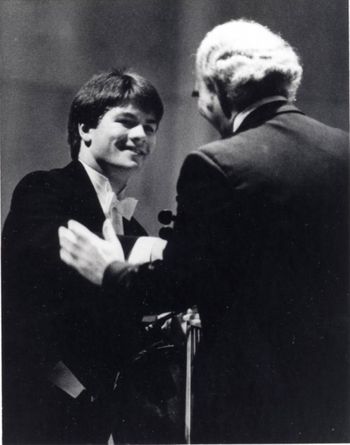 American Cellist, Daniel Gaisford with Joseph Silverstein after a performance of Dvorak's Cello Concerto in B minor Op. 104
