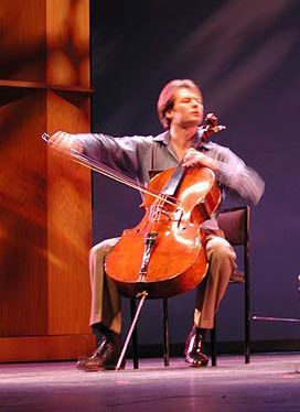 Cellist, Daniel Gaisford playing his 1706 Matteo Goffriller, the "Warburg"

