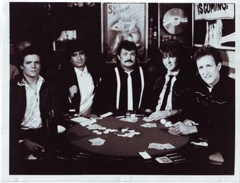 THE ROBERTS MEISNER BAND, at the poker table. (L-R) Bray, Ron Grinnel, Rick Roberts (FIREFALL), Randy Meisner (THE EAGLES), Cary Park
