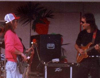 Having a laugh with Randy Meisne at the Strawberry Festival. Randy and I always had a blast on our side of the stage. Then he would get serious and sing Take I To The Limit, then the world turned to pay attention

