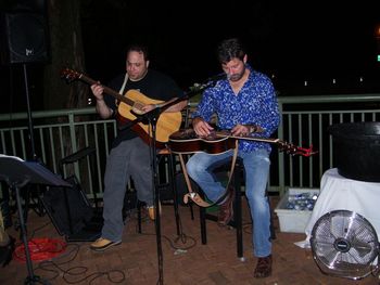 A couple of acoustic guitars Damian playing with Louisiana Blues Master Tab Benoit
