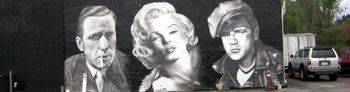 Bogie, Marilyn, Brando ...Wall mural on a building in Golden, Colorado, c. "In 4 the Evening" album for 2012
