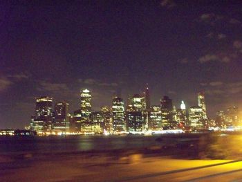 NYC night skyline on the way home
