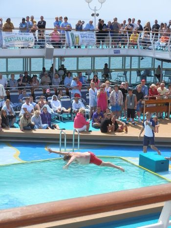 Some people punishing themselves in the belly flop contest.
