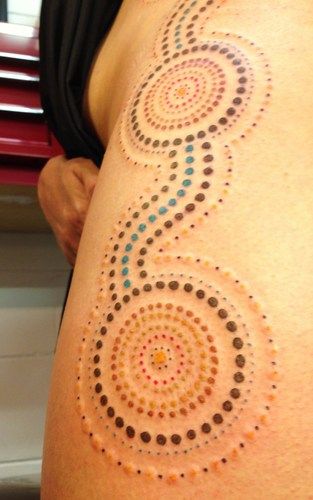 Australian Aboriginal style dotwork tattoo (detail)
