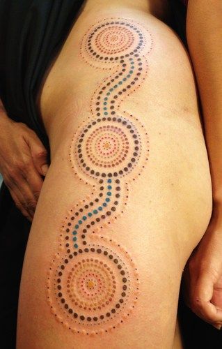 Australian Aboriginal style dotwork tattoo
