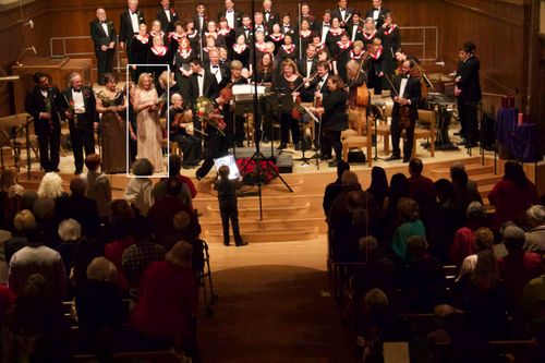 Valerie J Miller receives roses following 2014 holiday concert, Gloria!