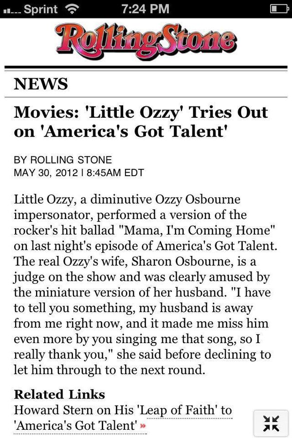 Little Ozzy was featured in Rolling Stone Mag.