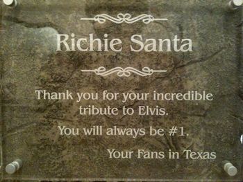 A beautiful plaque given to me by my fans in Texas. Im honored that they would think that much of me. I truly appreciate it. Sure makes you feel good
