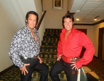With my good buddy Dan Barrella  and i after our shared show at the Crowne Hotel in Memphis for Elvis week 2013

