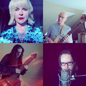 TOYAH, Tony Levin, Mark Cook, and Dutch Rall screen grabs from a video created during the 2020 pandemic for a new arrangement of Toyah's 'Sensational'
