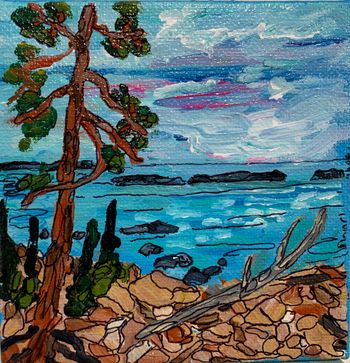 new..."Lizard Islands/Katherine Cove/Lake Superior" 4"x4" acrylic on canvas...$50.00
