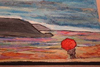 Girl with the Red Umbrella...This was the first painting to inspire this series...5x7" acrylic on canvas  Sold
