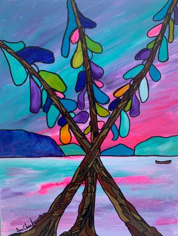 (Prints and cards available)...Three Pines / Agawa Islands/ Lake Superior...12x16" acrylic on canvas...$150.00...acrylic on canvass ...$150.00
