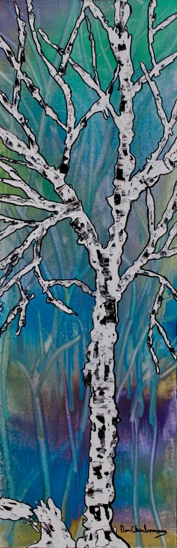 Winter Birch series #1 ...12"x36"...acrylic on canvas...11/2" painted gallery wrapped sides...$300..00
