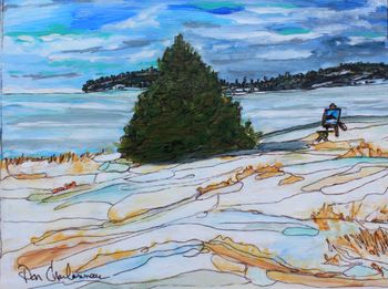 New..."Cedar On the Boardwalk" 8''x10'' on canvas $195...This is located on Sandy Beach Lake Superior near the A.Y. Jackson Memorilal
