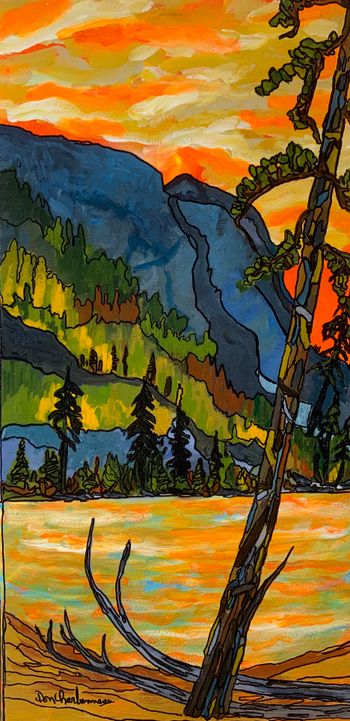 Sold ‘Old Woman Bay/End of Day…10”x20” acrilyc on canvas
