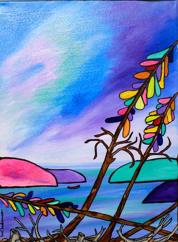 Title: "Driftwood Bay/Lake Superior" 12x16" acrylic on canvas...$125.00 + shipping

