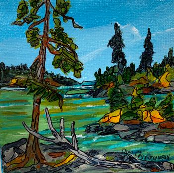 new..."Agawa Bay Provincial Park"...4"x4" acrylic on canvas $50.00
