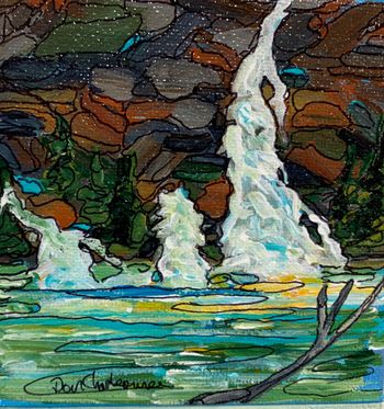 new..."Otter Falls/Agawa Canyon...acrylic on canvas $50.00...painted from memory from a train trip a few years back.
