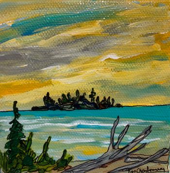 new..."Bathtub Island/Lake Superior"...4"x4" acrylic on canvas...$50.00
