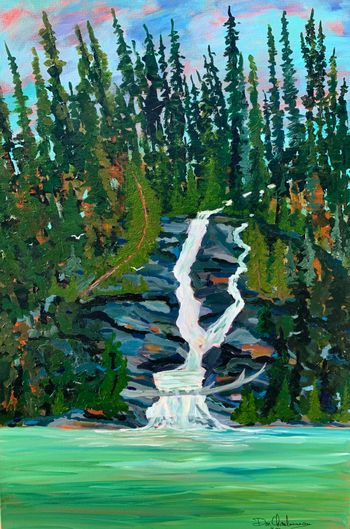 new "Silver Falls/Magpie River...24" x36" acrylic on canvas  with painted sides ready to hang $395.00
