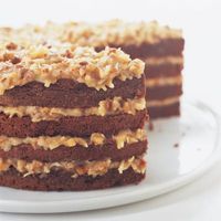 German Chocolate Cake with Coconut Peacan frosting