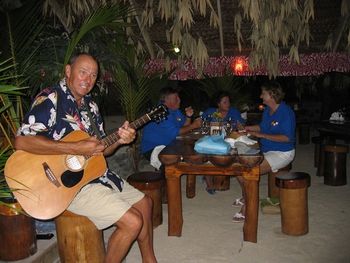 The show at Bloody Marys Bora Bora My sailing buds in this shot: Steve & Monica, and Marian photo by Kim Crosser
