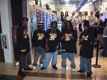 da 3 P boyz chills at the World Famous "Fame" show store awaiting the arrival of the other stars for the tribute to Soulja Slim.
