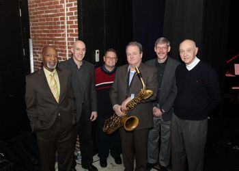 Paul Broadnax, Les Harris Jr., Tony Germain, Danny Harrington, Mark Carlsen and Les Harris Sr. backstage at the Firehouse Theatre
