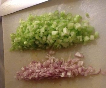 Finely Diced Celery and Shallots
