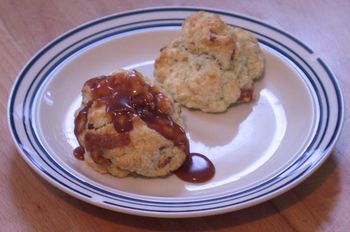 Bacon Biscuits with Salted Caramel Sauce
