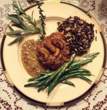 Chicken Saltimbocca with Mustard Haricots Verts and Wild Rice Pilaf
