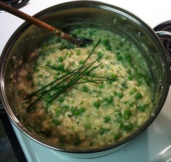 Spring Risotto with Asparagus, Shallots, Peas and Chives
