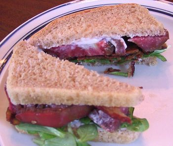 BLT with Black Brandywines and Mâche
