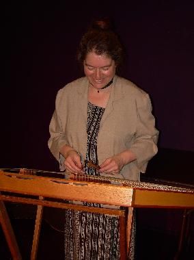 Celia playing the hammered dulcimer
