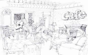 Jackson Coffee Co.2012 - Jackson, MI - Drawing by George Kachadoorian
