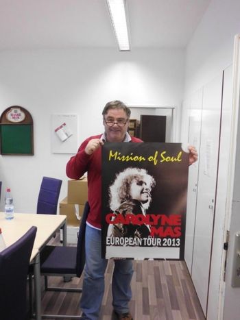 Jörg with the first copies of the German tour poster.
