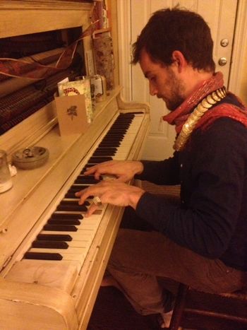 Nathan Phillips Playing his Part  on his vintage upright at his home studio in Nashville.
